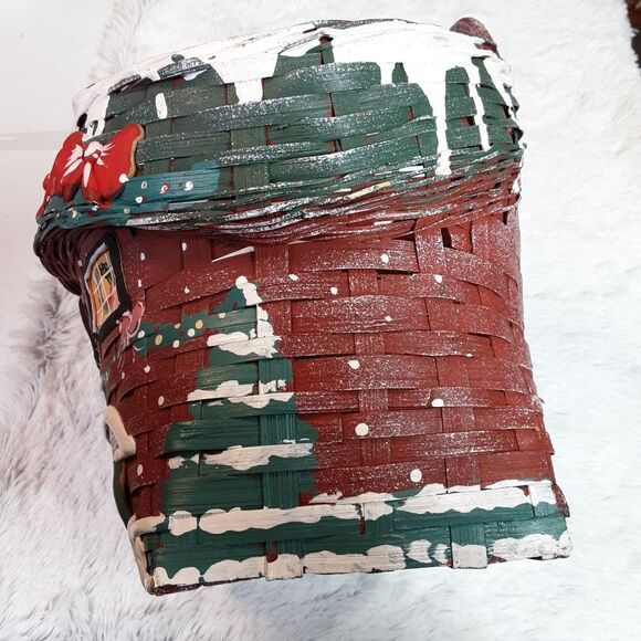 Vintage (1970's) Handcrafted Rare Christmas Basket 11" x 12" plu… - Picture 8 of 16